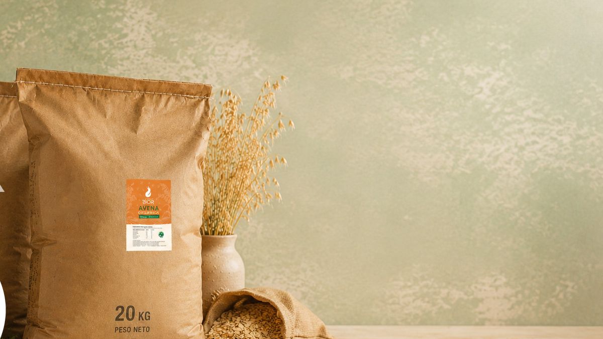 Saco de avena integral orgánica BIOR de 20 kilos