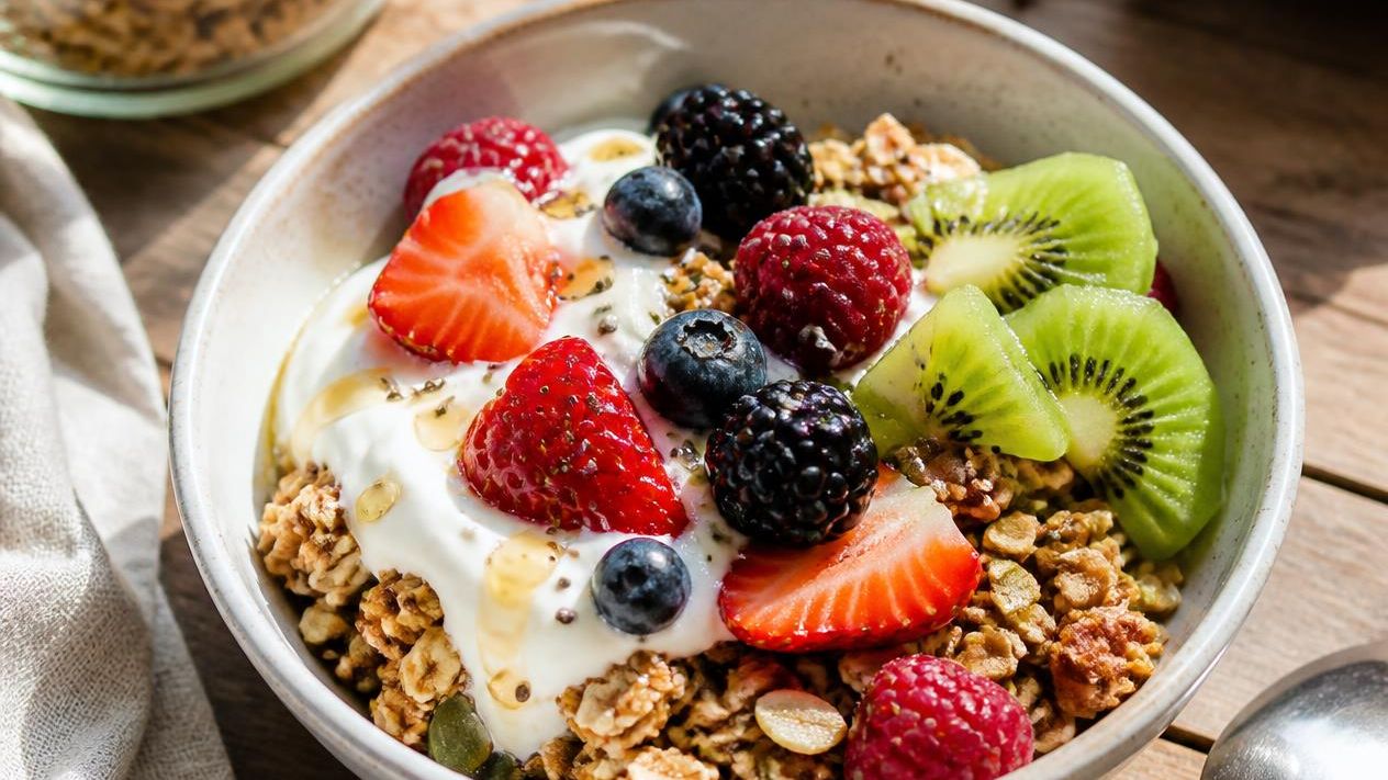 Bowl de granola BIOR con yogur y frutas frescas